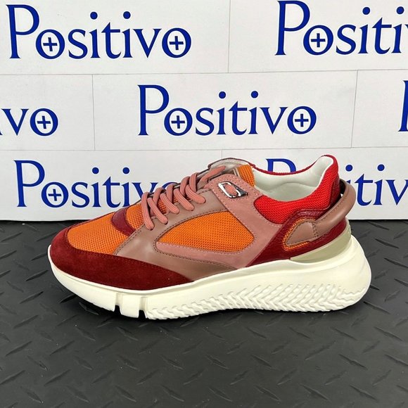 Buscemi Womens Veloce Scarlet/Orange Leather Sneakers US SAMPLE